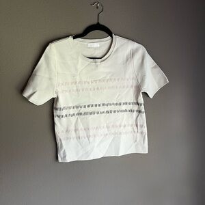 White Short Sleeve Knit Top